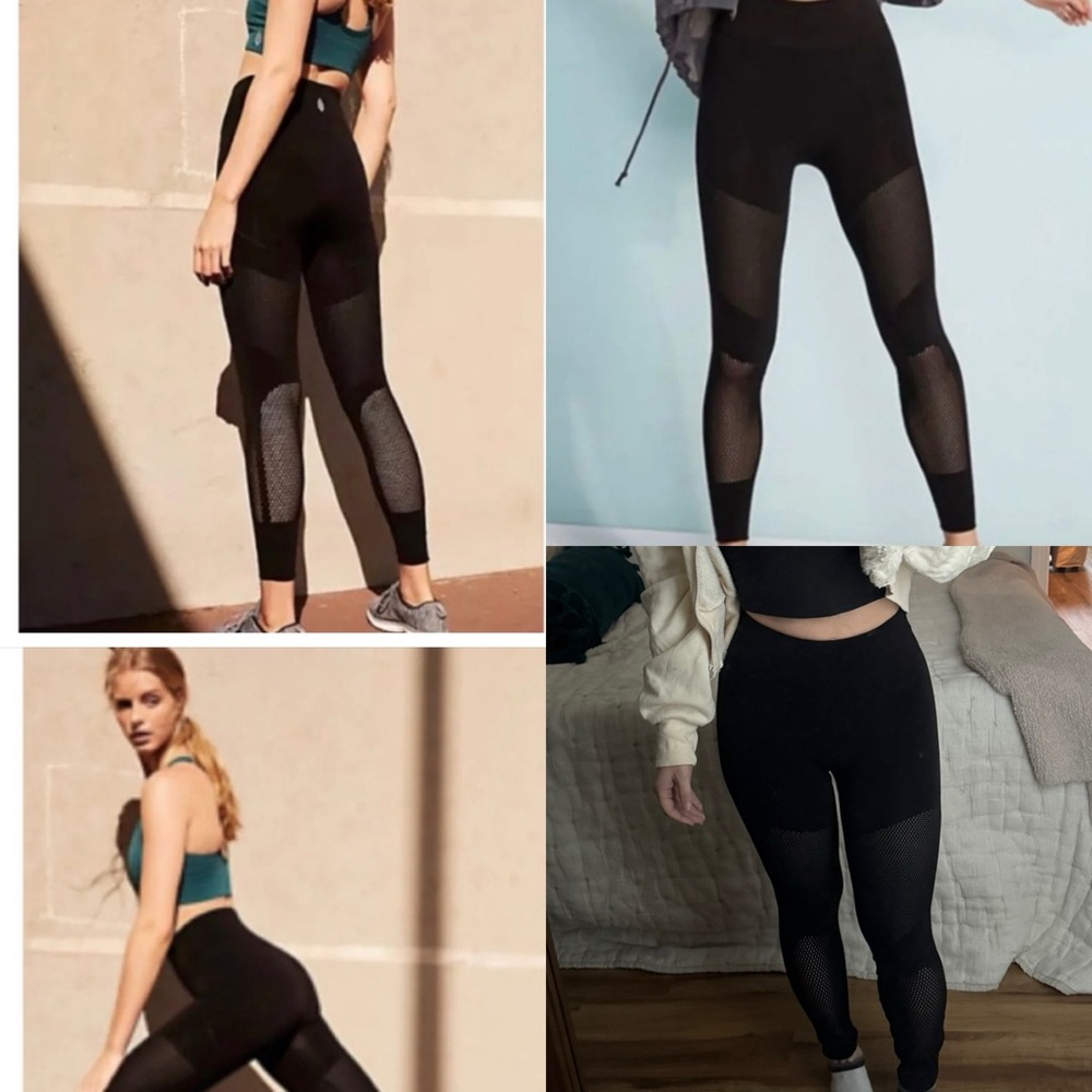 Free People Movement seamless sculpt mesh leggings xs made in Italy black